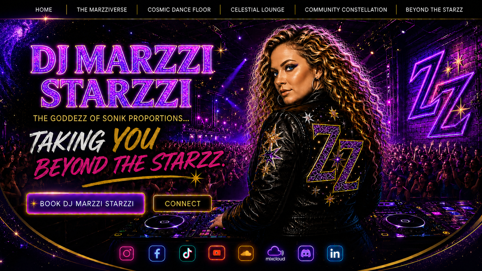 DJ MarzziStarzzi MASTER MASTER 2.0 - Neon galactic rave landing page